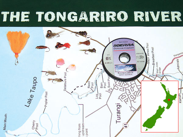 Flies for fishing in Tongariro River
